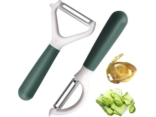 Éplucheur légumes 2 pcs - économe inoxydable universel avec lame oscillante tranchante, poignée ergonomique - vert