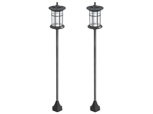 Lot de 2 lampes solaires d'extérieur avec panneau solaire, allumageextinction automatique et cadre en acier inoxydable étanche ip44, noir