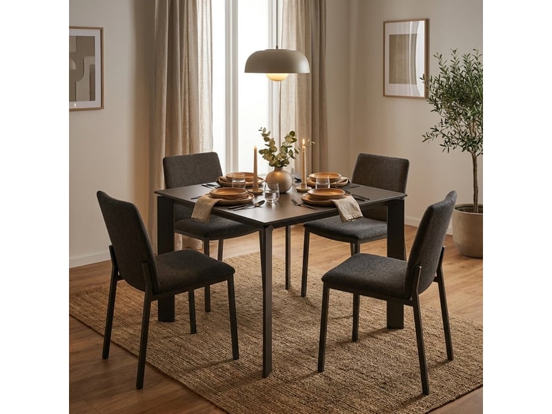 Table extensible 8 personnes avec plateau en céramique sintered stone task - gris - Conforama B