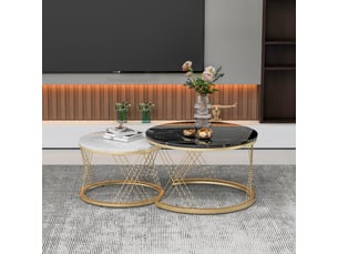 Table basse rond(e) coloris bicolore LPOSPI - 70 cmx45 cm