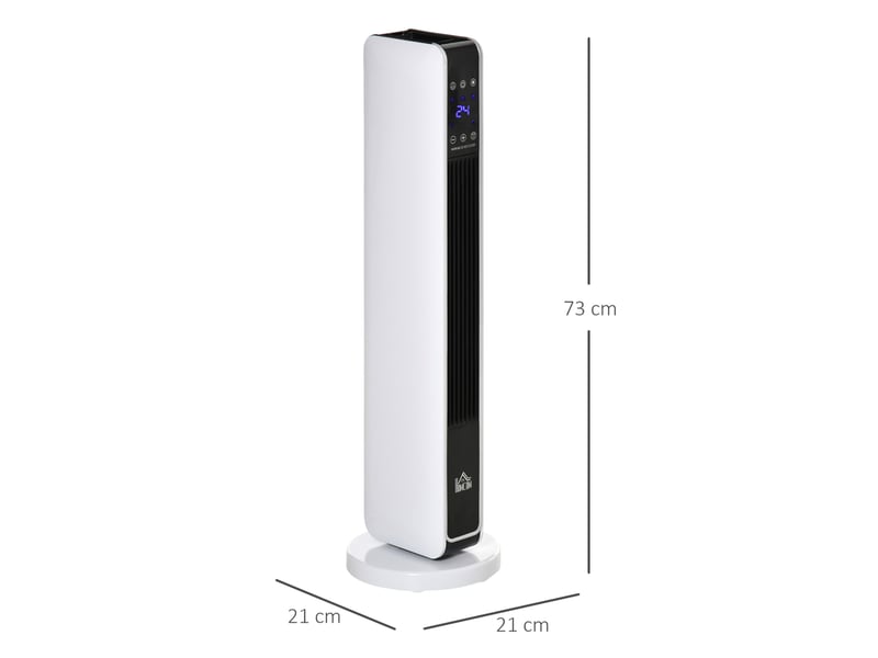  Chauffage soufflant 2200w 21x21x73 cm oscillation 65° blanc  - Conforama D