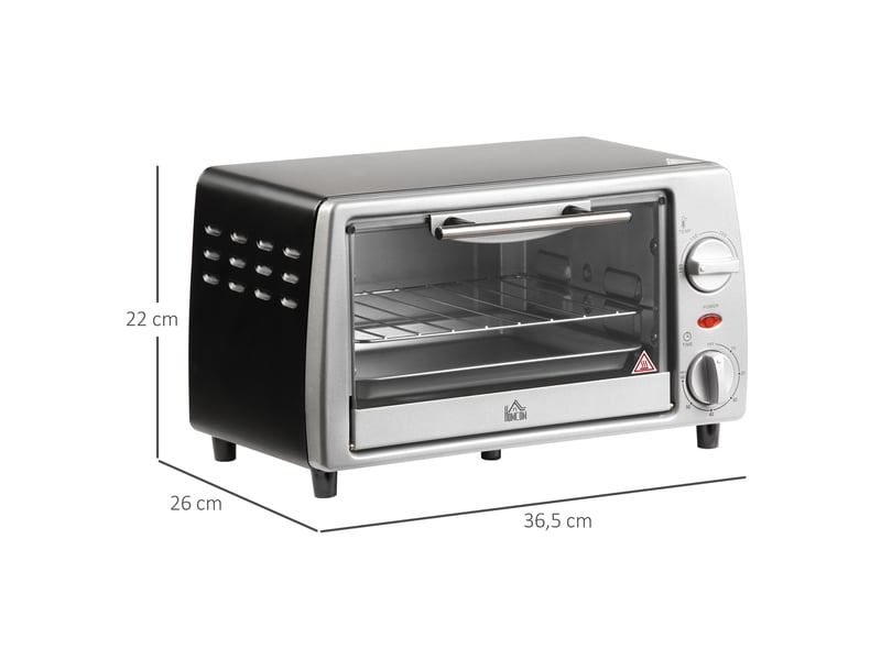  Mini four électrique 10l 1 grille et 1 plateau, température réglable de 100°c à 230°c, 36,5x26x22 cm, minuteur 60 min  - Conforama C