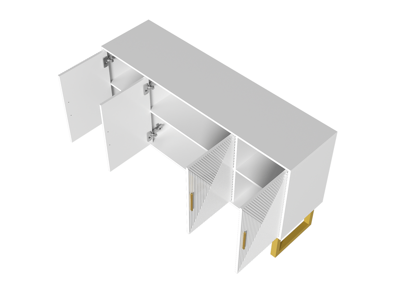 Buffet 4 portes à étagères réglables avec fermeture douce pour salle à manger 150×40×82 cm blanc - Conforama D