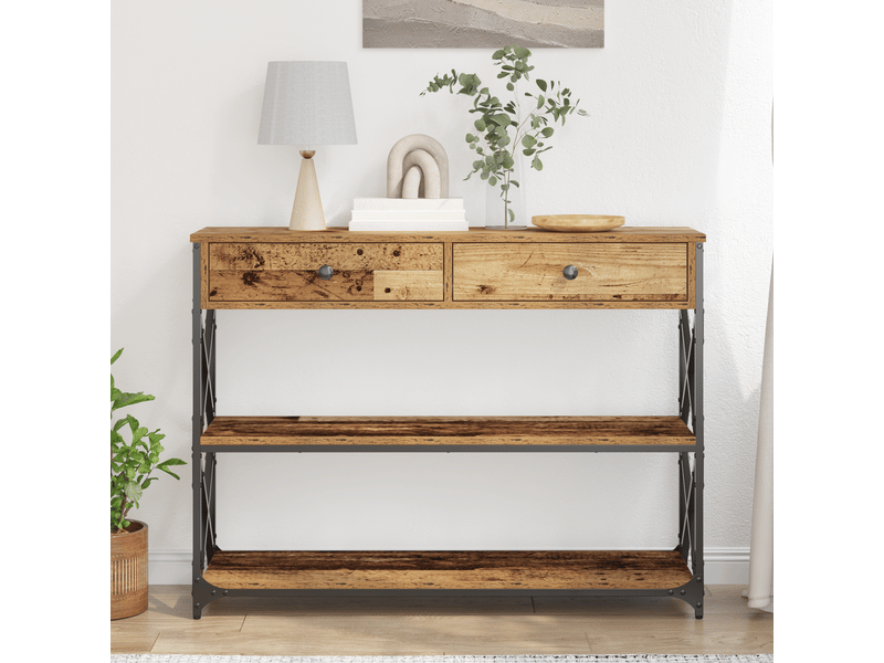  Table console - table d'appoint - table d' entrée avec tiroir bois ancien 100 x 28 x 75 cm  - Conforama D