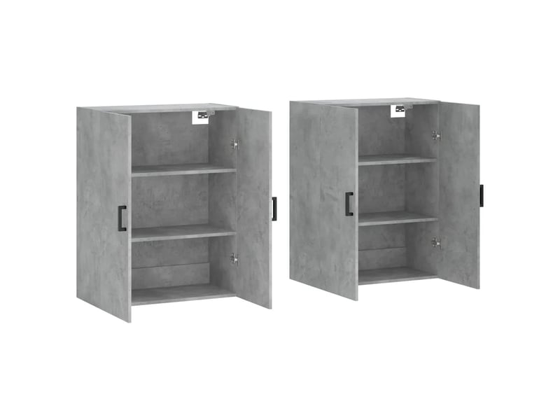  Lot de 2 armoires murales espace de rangement 69,5 x 34 x 90 cm en bois d'ingénierie gris béton 02_0055360  - Conforama B