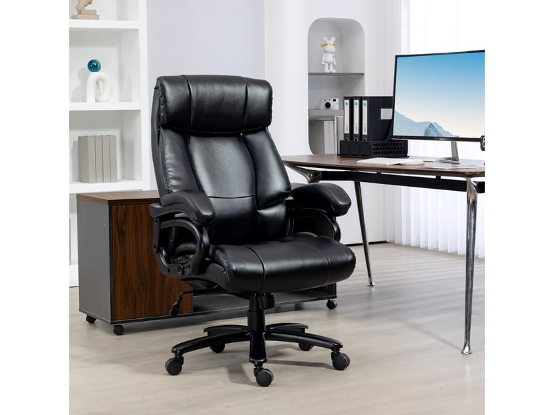 Fauteuil de bureau massant et chauffant avec 2 points de massage et 8 programmes, noir  - Conforama C
