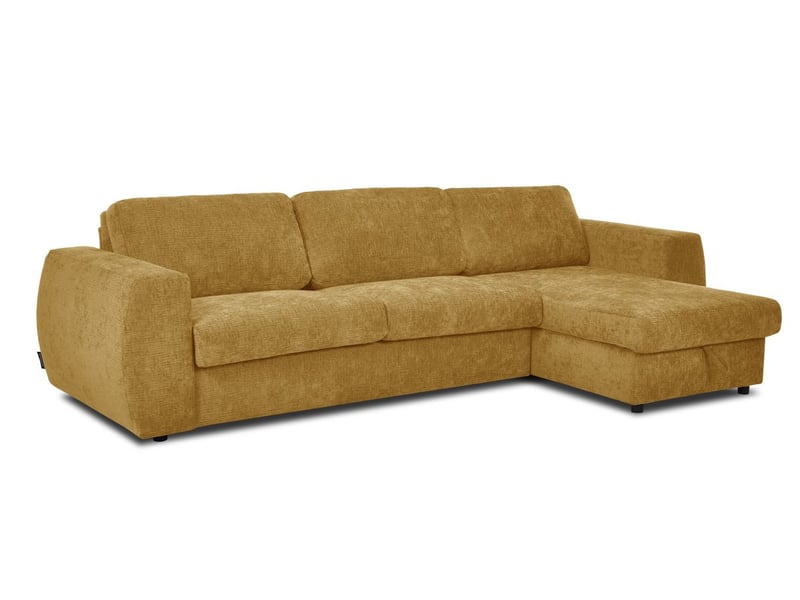  Bobochic canapé d'angle réversible convertible coffre hugo ouverture express tissu texturé jaune 140x190 réversible HUGO - Conforama A