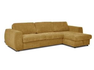 Canapé d'angle réversible convertible BOBOCHIC HUGO 4 places Tissu jaune avec coffre de rangement