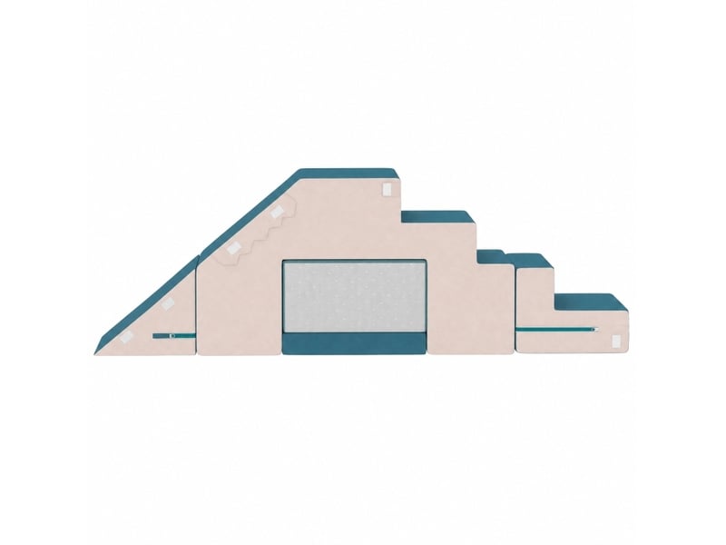  Blocs en mousse 131x39x44 cm crème et bleu, 2 pièces avec housses amovibles pour grimper et ramper  - Conforama A