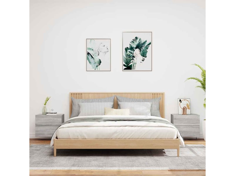  Lot de 2 tables de chevet - cabinet de chevet - table de nuit murales avec lumières led sonoma gris  - Conforama B