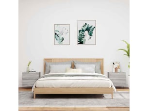 Lot de 2 tables de chevet - cabinet de chevet - table de nuit murales avec lumières led sonoma gris