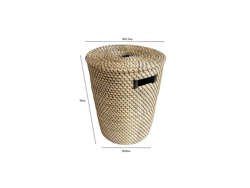 Panier à linge phuket en jonc de mer naturel tressé noir 41,5 x 41,5 x 49 cm 62861 - Conforama C