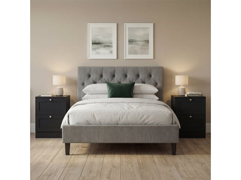  Table de chevet altino 2 tiroirs, commode de nuit, chambre, set de 2, 53x40x36cm, noir 3332173 - Conforama C