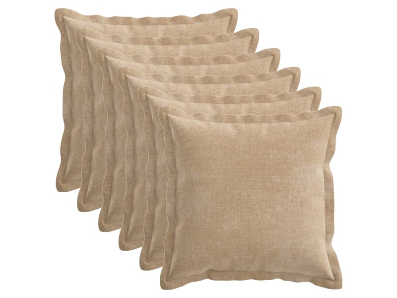  Lot de 6 housses de coussin houten taupe 50 x 50 cm tissu chenille cf49861  - Conforama A