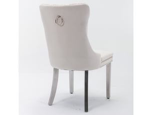 Lot de 2 chaises de salle à manger en velours beige et chromé