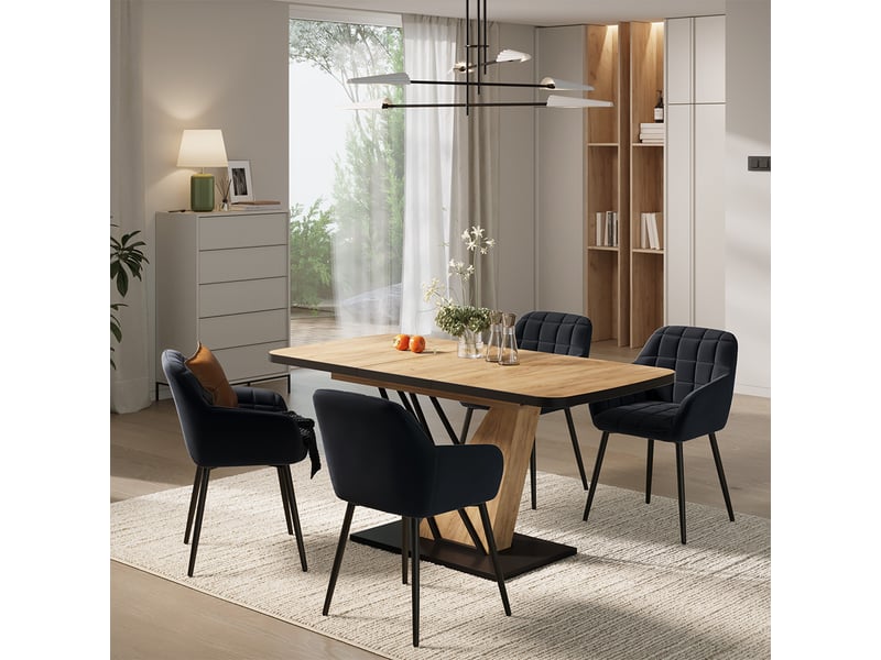 Vicco ensemble de table à manger, chêne de force doré, 120x80cm avec 4 chaises de salle à manger - Conforama C