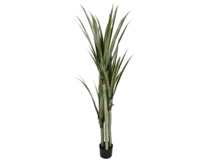 Grand yucca artificiel, 190 cm, en plastique, en pot, 17 x 17 x 190 cm, vert émeraude