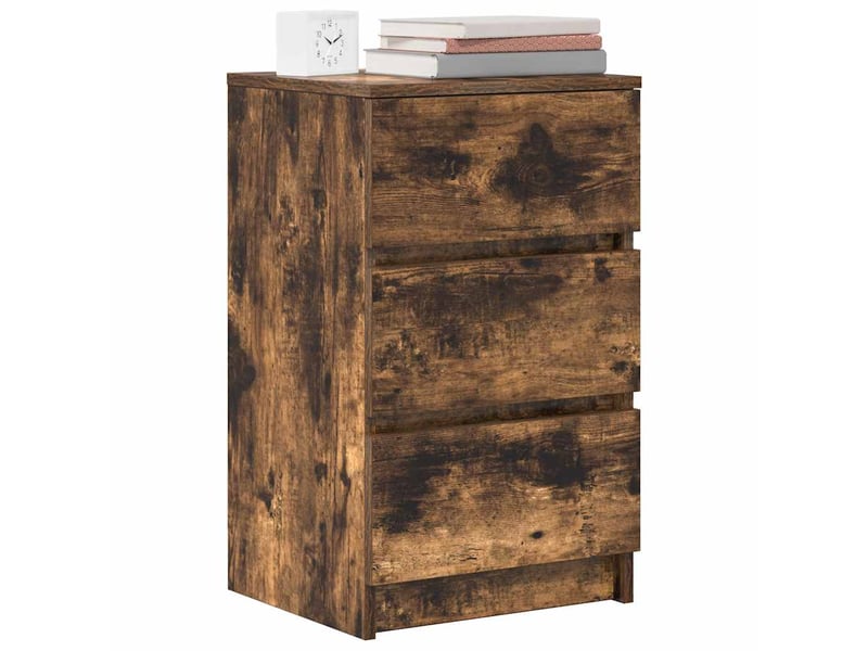  Lot de 2 tables de chevet - cabinet de chevet - table de nuit avec 3 tiroirs chêne fumé 39x35x65 cm  - Conforama C