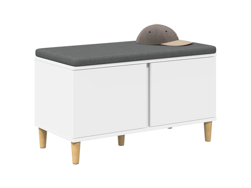  Banc d'entrée blanc 80x38x46 cm bois ingénierie et tissu shl70355  - Conforama C
