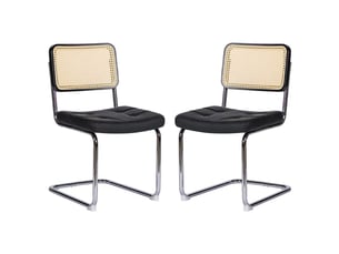 Chaises de salle à manger 2 pièces en similicuir, design moderne style breuer, assise rembourrée, piètement chromé, pour salon et cuisine