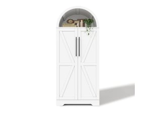 Buffet blanc moderne 165x70x40cm armoire rangement cuisine design voûté mdf