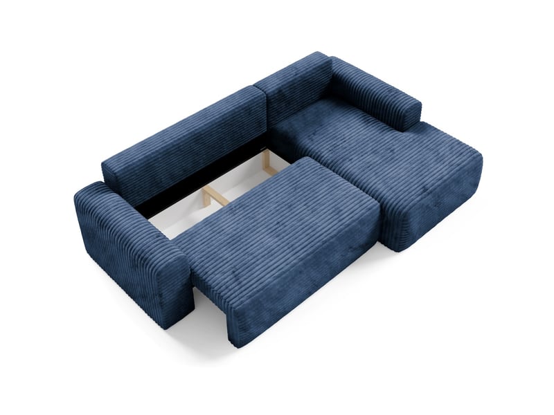 Canapé d'angle convertible en velours côtelé sontii bleu - Conforama E