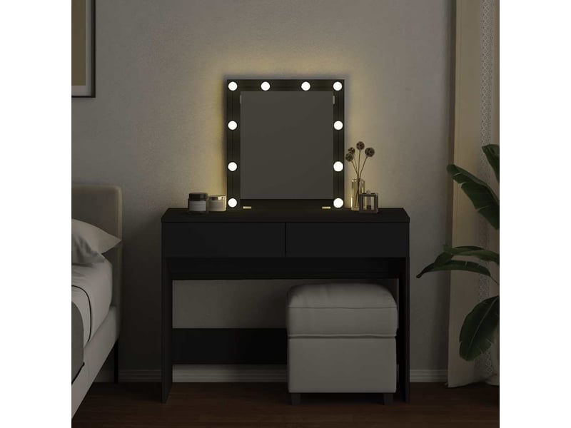 Coiffeuse, table de maquillage avec led noir 100x40x130 cm shl32165 - Conforama C