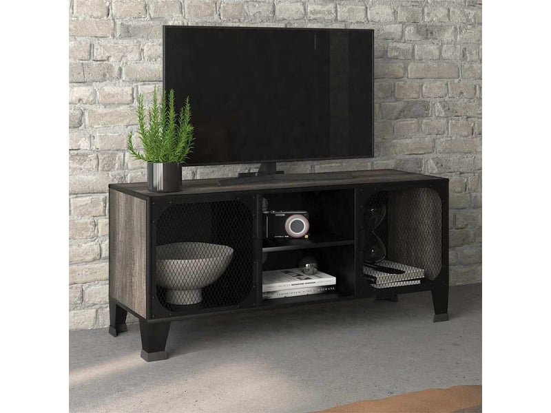  Meuble tv - banc tv - meuble de rangement gris 105x36x47 cm métal et mdf  - Conforama B
