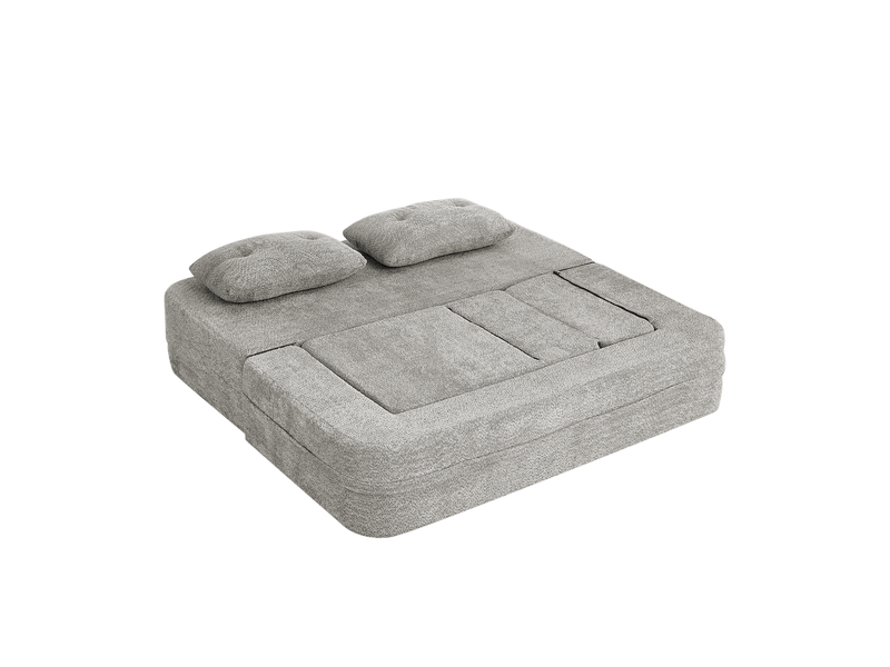  Canapé modulaire convertible avec assise en mousse mémoire et poches latérales en tissu gris clair  - Conforama A