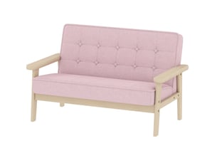 Canapé enfant 2 places 77 x 42 x 48 cm rose, bois et tissu, assise rembourrée de 3 à 15 ans