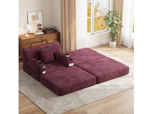 Fauteuil convertible <strong>WISHDOR</strong> Velours côtelé rouge