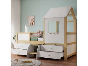 Lit cabane 90x200 cm VIVRYN coloris bicolore