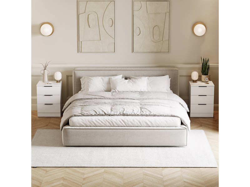  Table de chevet trega 3 tiroirs, commode de nuit, chambre, set de 2, 50x39x28cm, blanc 3332101 - Conforama C
