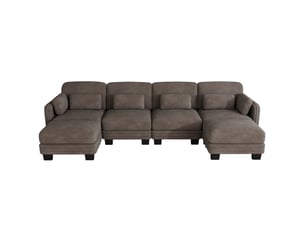 Canapé modulable en u tcqpz 4 places 330 x 143 x 88 cm avec 2 ottomans chenille marron