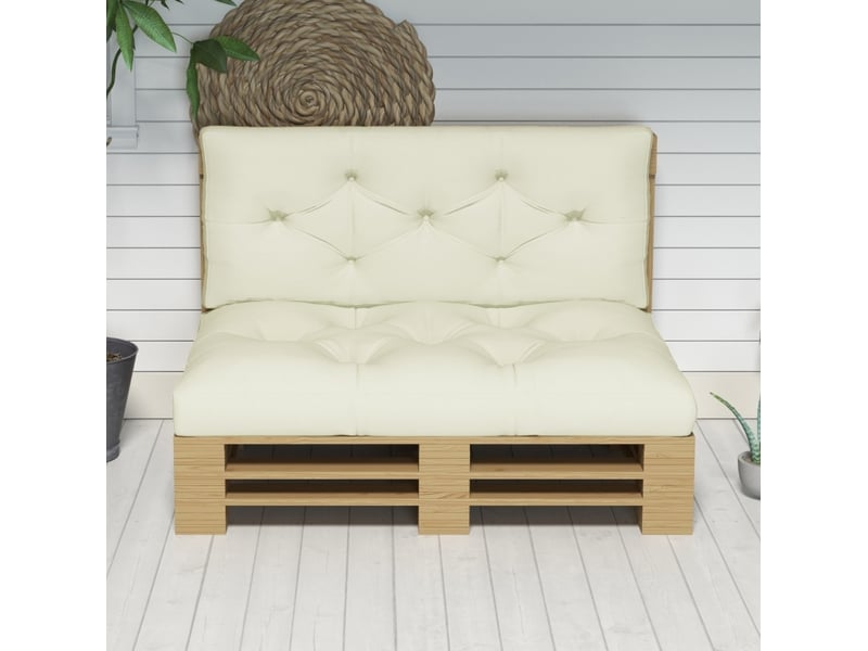 Lot de 2 coussins d'assise et de dossier 120 x 80 x 12 cm, crème, polyester, usage intérieur et extérieur  - Conforama B