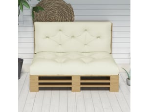 Lot de 2 coussins d'assise et de dossier 120 x 80 x 12 cm, crème, polyester, usage intérieur et extérieur
