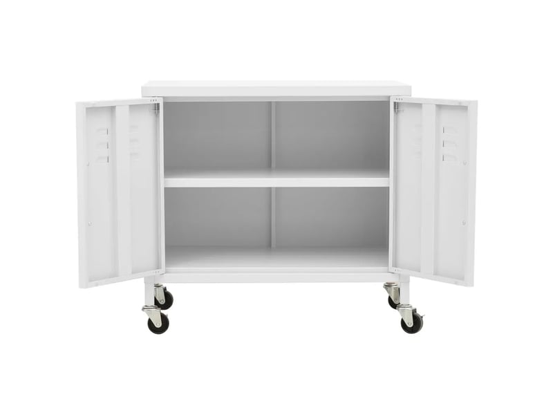  Armoire de rangement mobile avec étagère réglable 60 x 35 x 56 cm en acier blanc 02_0046902  - Conforama E