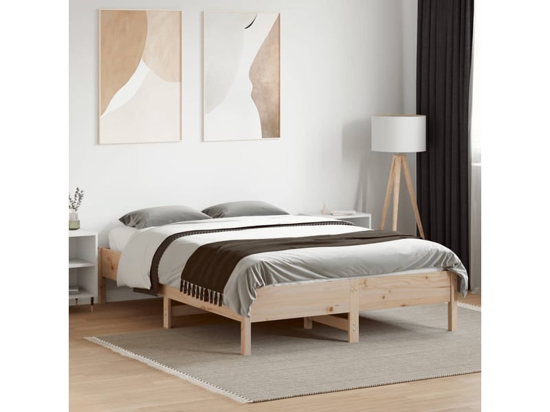  Lit double- lit adulte -  cadre de lit sans matelas 135x190 cm bois de pin massif  - Conforama B