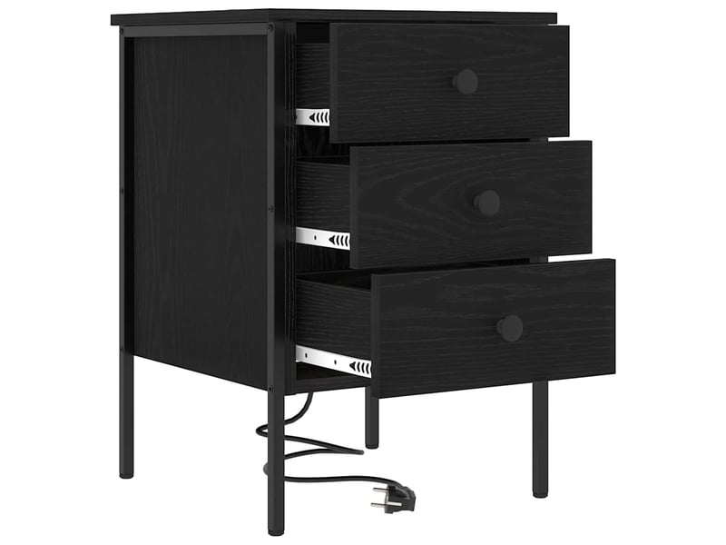  Table de chevet - cabinet de chevet - table de nuit 2 pièces chêne noir 42 x 41 x 61 cm  - Conforama E