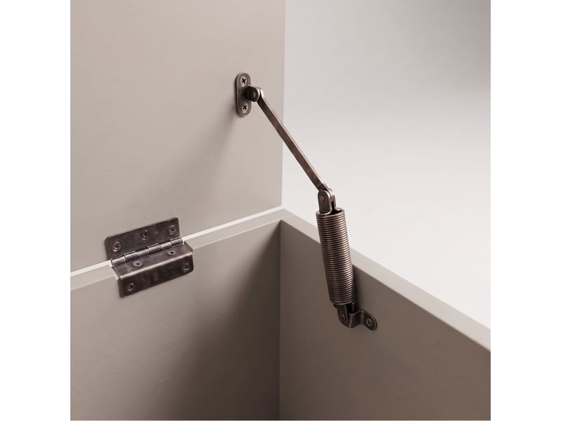  Kura - coffre de rangement 100x50x40 cm porte-objets avec charnières de sécurité et commode en bois taupe  - Conforama C