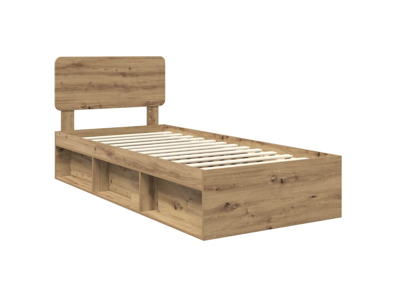  Lit simple- lit adulte -  cadre de lit chêne artisan 90 x 190 cm pin massif  - Conforama C