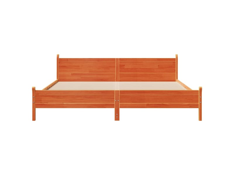  Lit double- lit adulte -  cadre de lit sans matelas  marron 200x200cm bois pin massif  - Conforama C