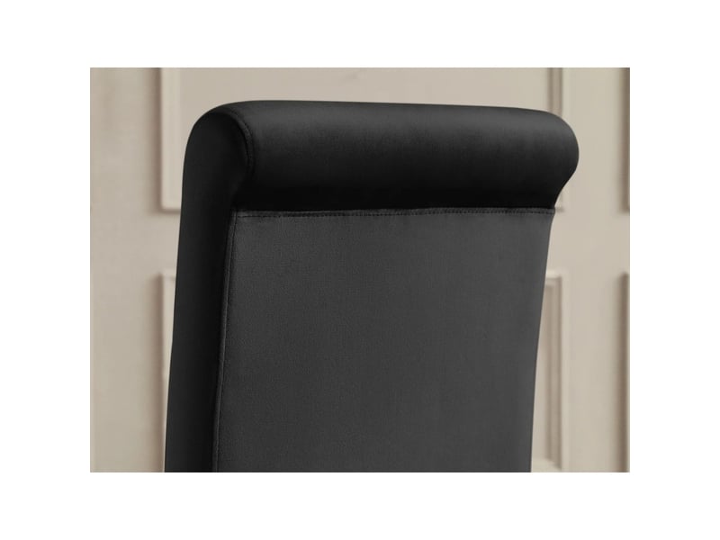  Lot de 2 chaises baroques velena en velours noir avec haut dossier et pieds argentés galbés  - Conforama E