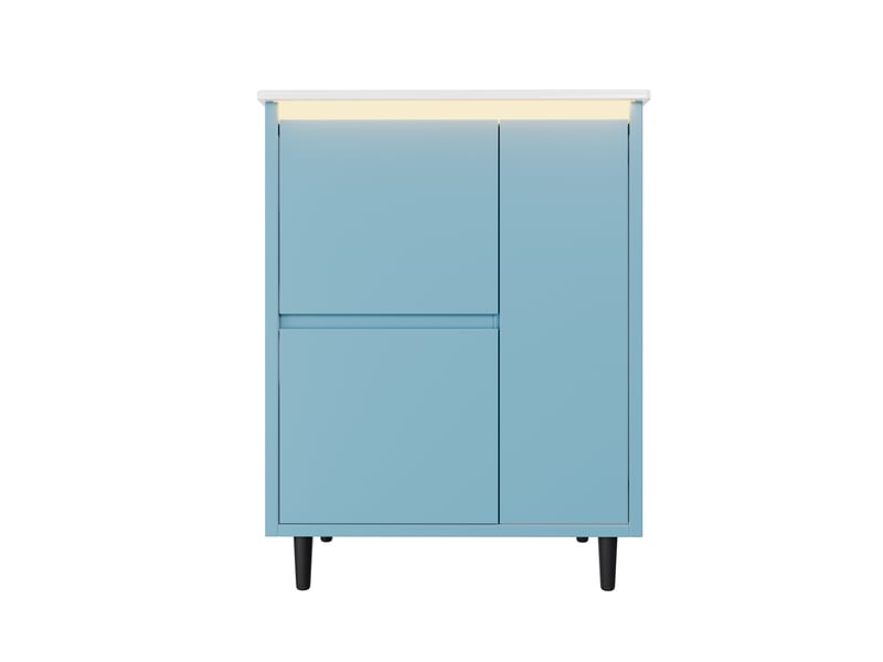  Meuble de salle de bain avec vasque céramique 2 tiroirs 1 porte bleu 61x46.5x87 cm  - Conforama A