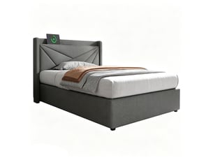 Lit simple 90x200 cm coloris gris