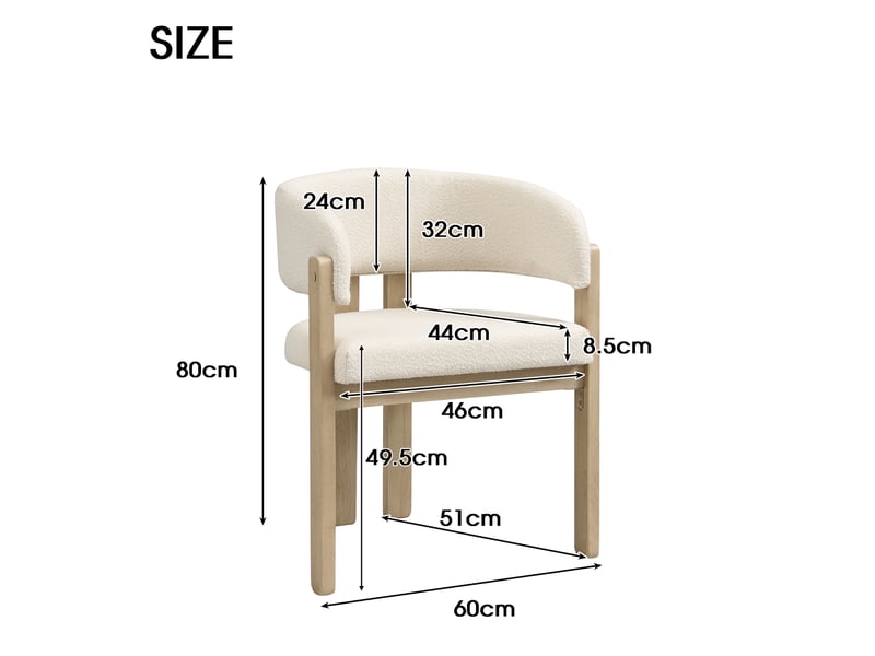  Chaise de salle à manger 60x51x80 cm - lot de 4 - bouclette - confort quotidien - design moderne - pour salle à manger - assise rembourrée - noir CozyNest - Conforama D