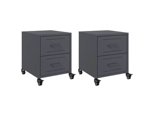 Vidaxl 2 tables de chevet anthracite acier 2 tiroirs meuble rangement 36x39x43,5cm chambre