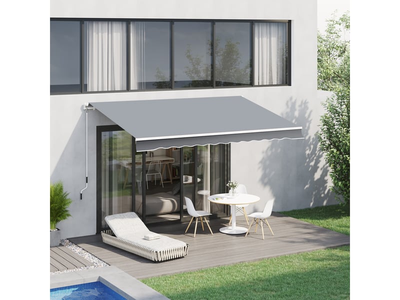  Store banne manuel rétractable 395 x 245 cm store exterieur terrasse avec manivelle, angle réglable 45°-85°  - Conforama C