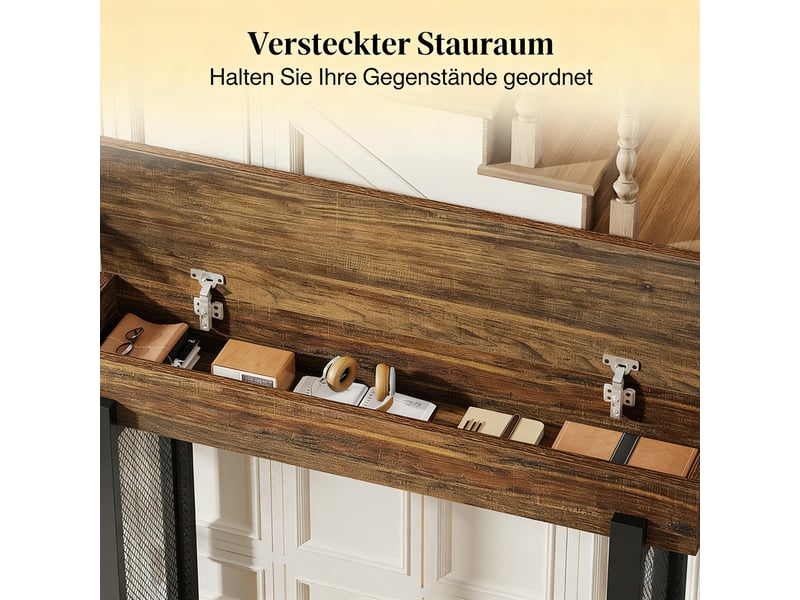  Console avec rangement en mdf et métal marron rustique et noir 105x30x80 cm  - Conforama D