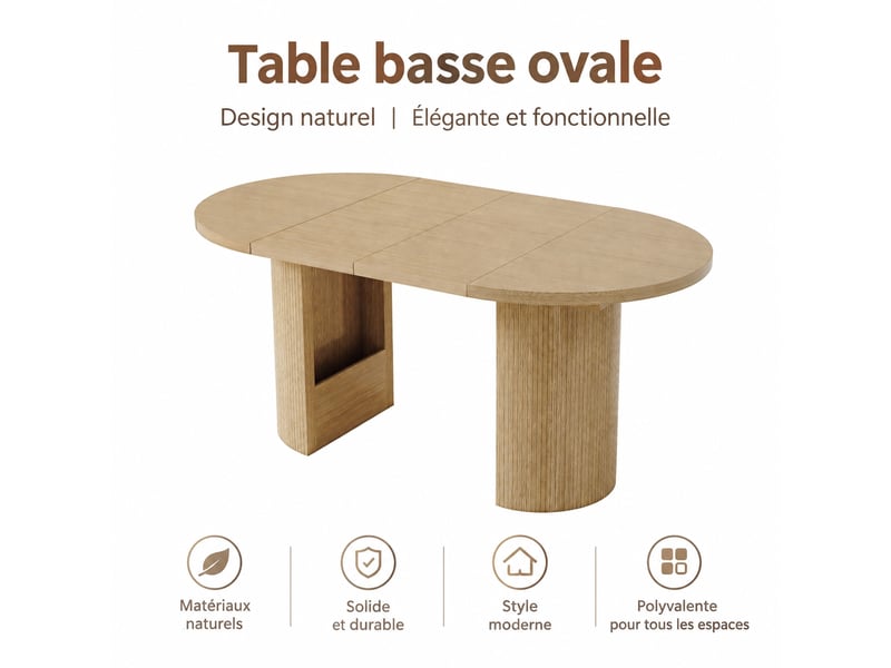  Table à manger extensible 4 à 8 personnes, couleur chêne, 90 à 160 cm  - Conforama A